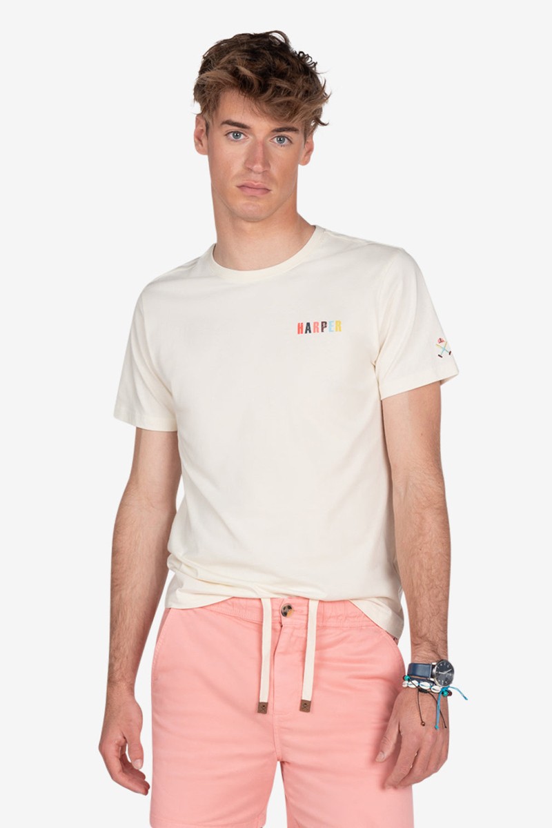   Camiseta Harper and Neyer Sun White : estampado trasero con contraste, diseño limpio y toque veraniego. Comodidad con identidad. 