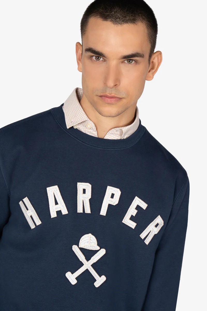  Sudadera de estilo college, con tejido suave y diseño gráfico frontal que aporta carácter y versatilidad. 