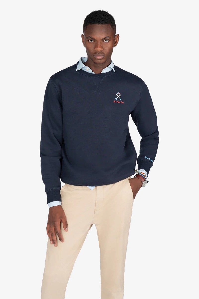  Sudadera de felpa perchada con diseño limpio, remates acanalados en contraste y gráfico trasero inspirado en el estilo alpino. 