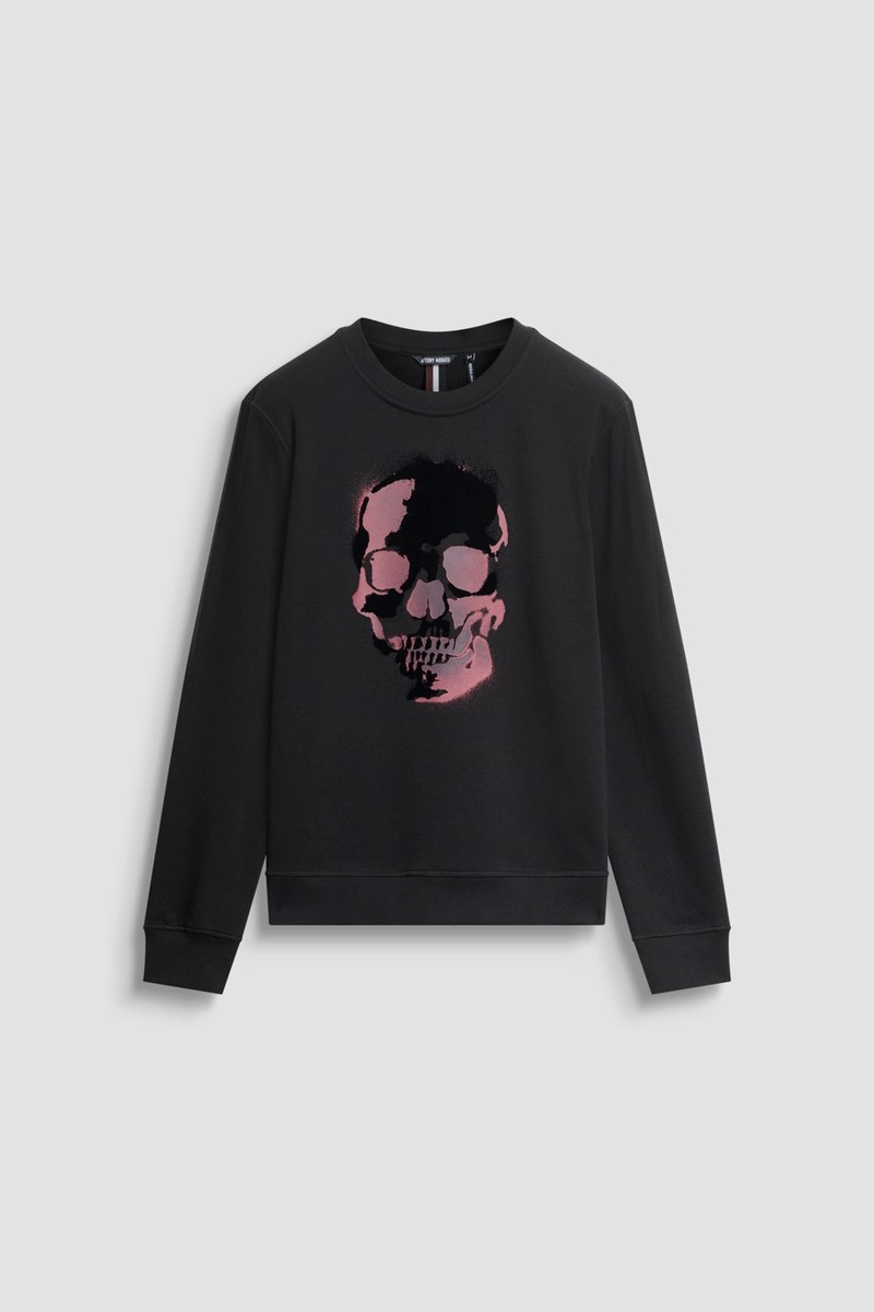  Sudadera Antony Morato Regular Fit en mezcla de algodón sostenible con estampado de calavera, ideal para un look moderno y atrevido. 