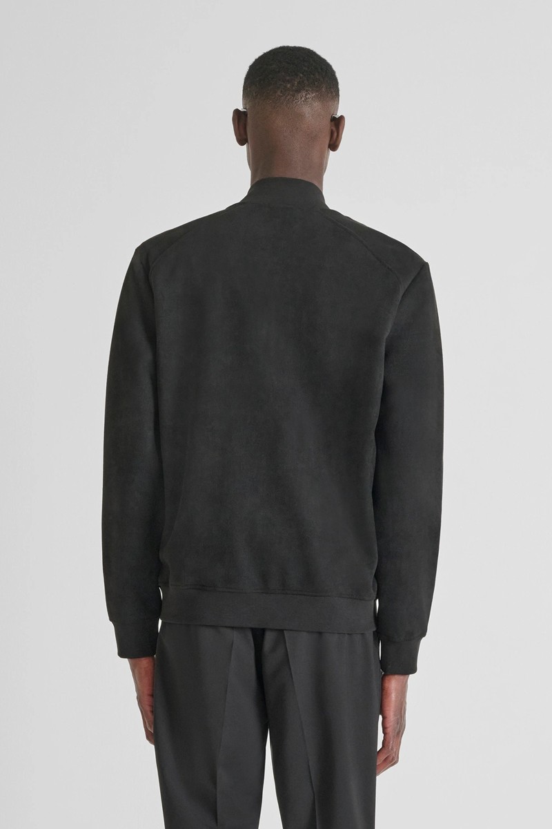  Sudadera Antony Morato Regular Fit con cremallera y acabado efecto ante, ideal para un look sofisticado con toque urbano. 