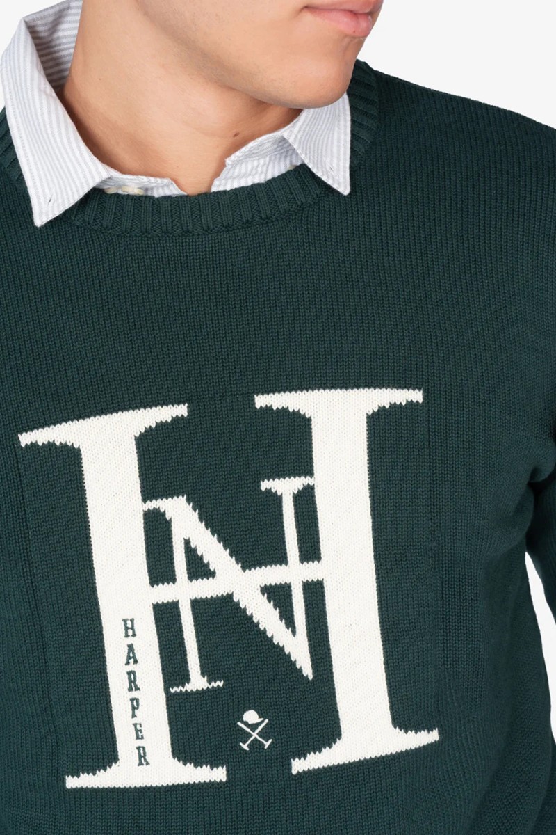  Jersey de punto en algodón con diseño ‘Harvard’, letra “H” fronta­l y ribetes en contraste, ideal para un estilo casual refinado. 