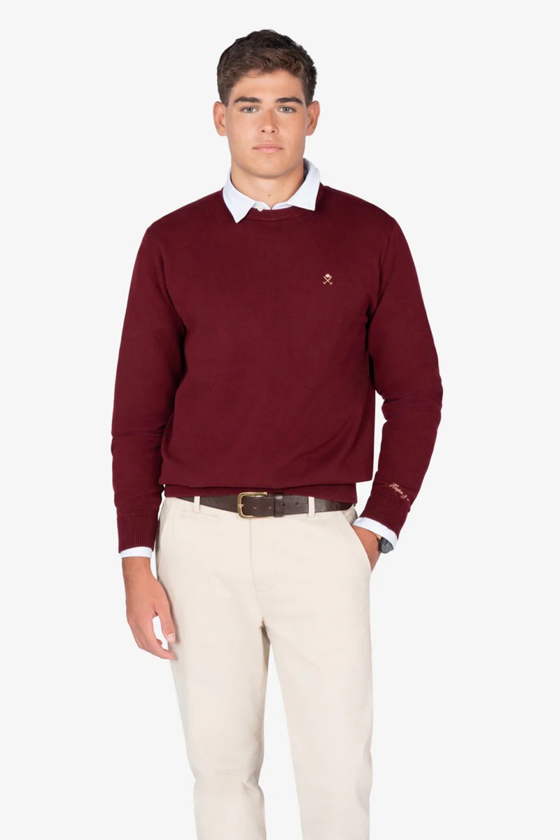 Jersey de cuello redondo en algodón 100 % con corte regular y diseño limpio, perfecto para looks casuales con estilo.