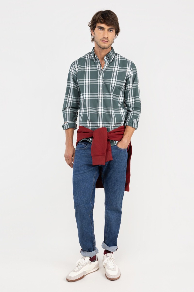  Camisa El Ganso de cuadros Brit en algodón verde. Diseño clásico, corte Regular Fit y estilo británico con un toque actual. 