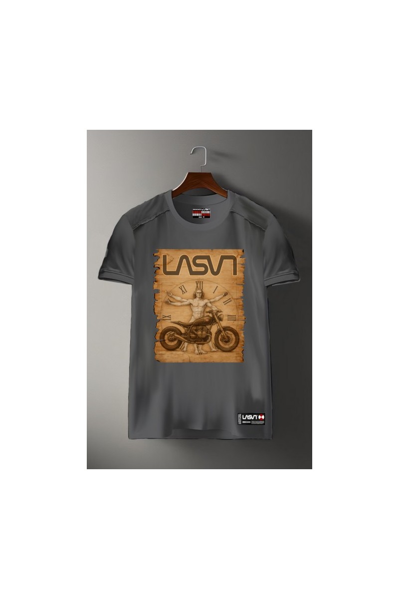  Camiseta LaSaL Moto gris, 100 % algodón, corte regular fit y diseño gráfico. Edición limitada numerada de 100 unidades — ideal para un estilo urbano con identidad. 