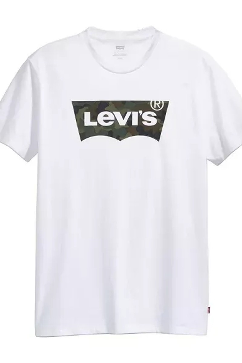  Camiseta blanca Levi's con logo gráfico frontal, tejido suave de algodón y corte regular fit. Un básico versátil para un look casual moderno. 