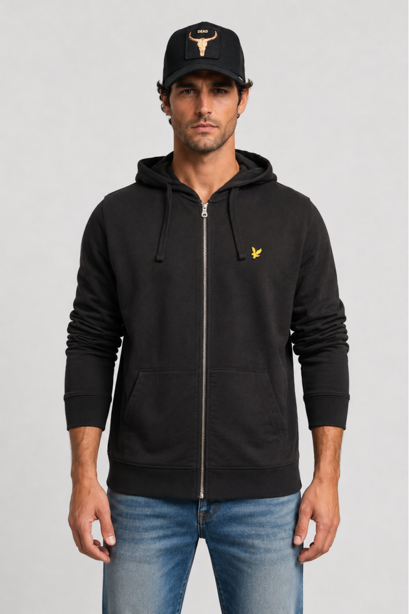  Sudadera Lyle and Scott con cremallera y capucha, cómoda y versátil, perfecta para looks urbanos. 