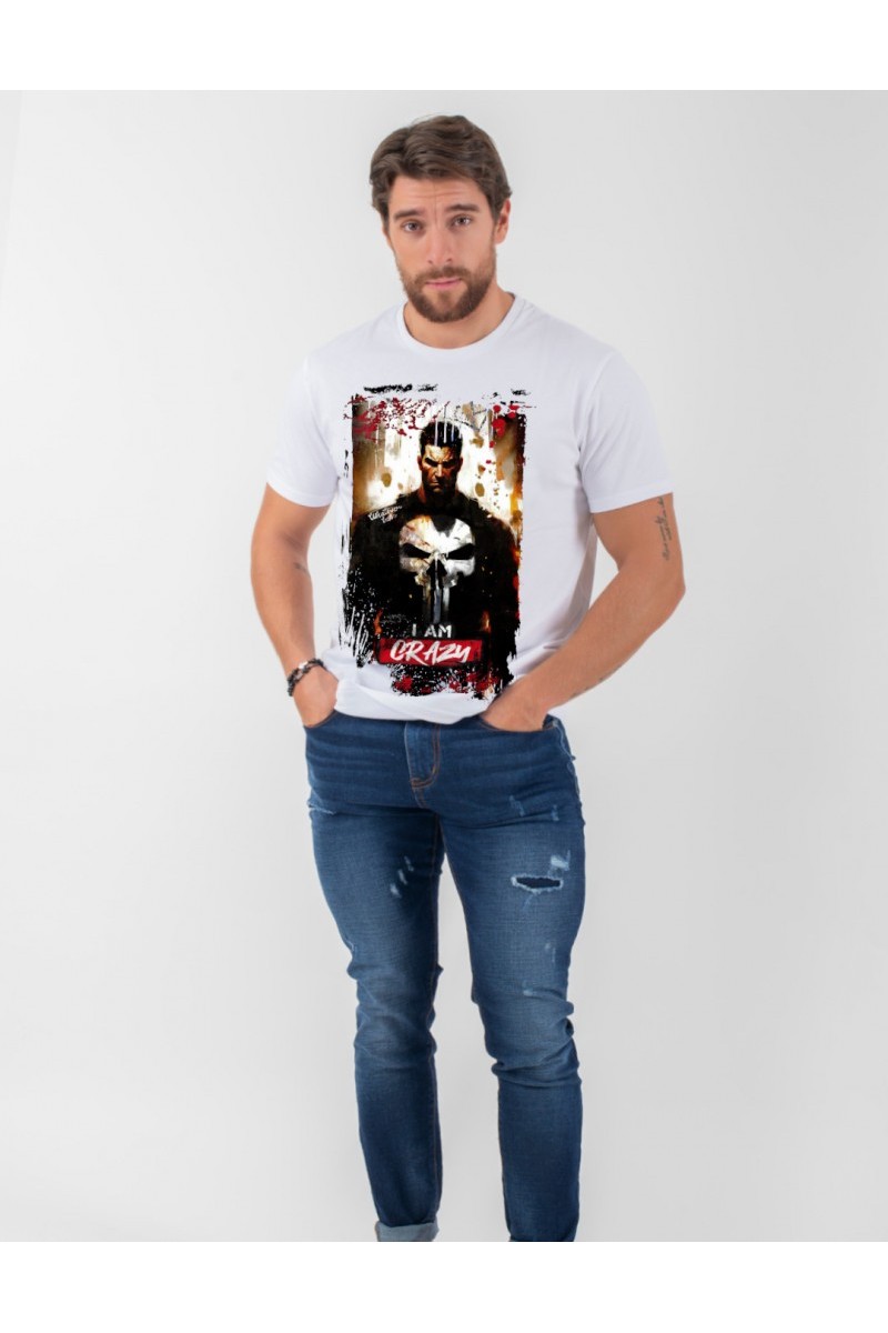  CAMISETA DE HOMBRE CRAZY BLANCO 