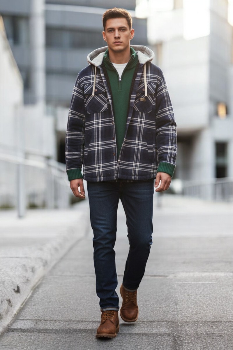 Look casual urbano hombre con chaqueta de cuadros | Uncode