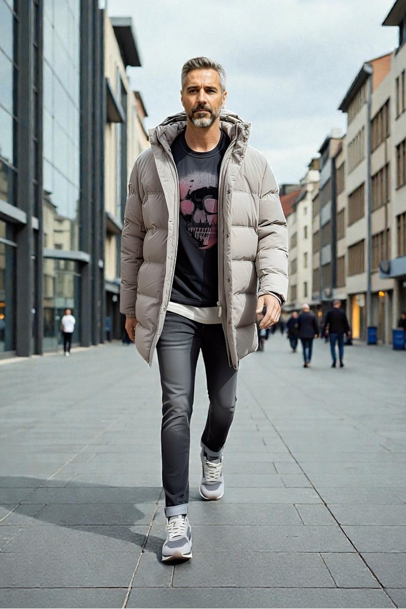 Look urbano moderno hombre con plumífero largo | Uncode